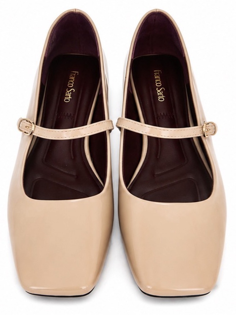 Franco Sarto Beige Patent Mary Jane Flats